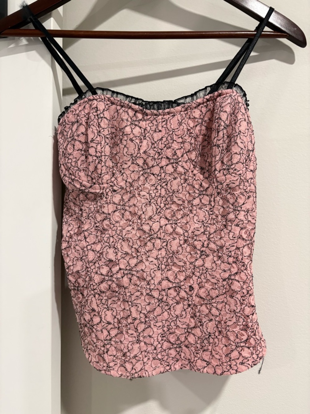 Pink Lace Camisole with Black Trim - Women corset